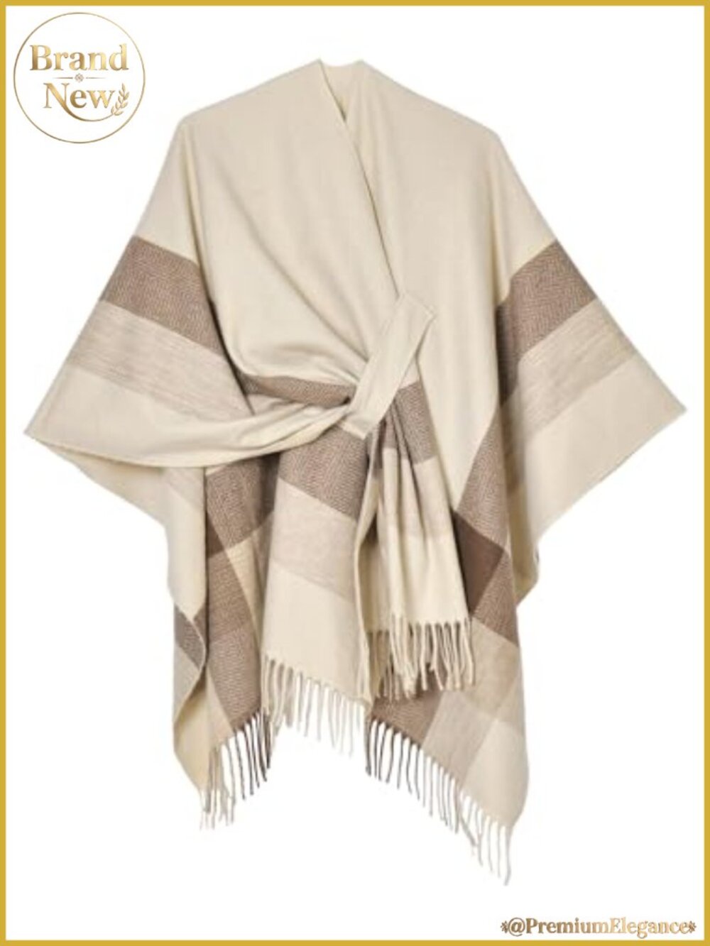 Elegant Reversible Shawl Wrap Poncho Cape Open Front Cardigan